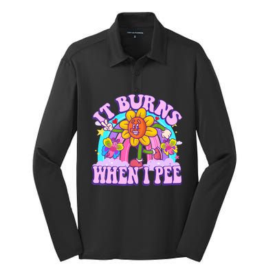 It Burns When I Pee Funny Sarcastic Ironic Inappropriate Silk Touch Performance Long Sleeve Polo