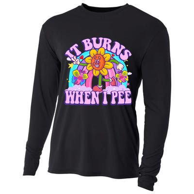 It Burns When I Pee Funny Sarcastic Ironic Inappropriate Cooling Performance Long Sleeve Crew