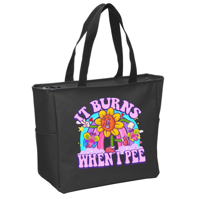 It Burns When I Pee Funny Sarcastic Ironic Inappropriate Zip Tote Bag