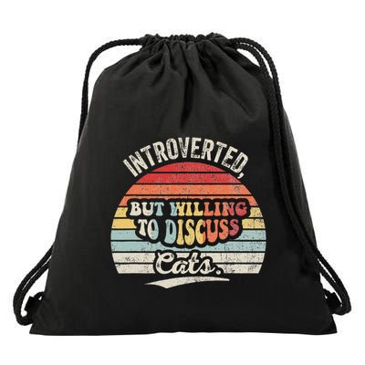 Introverted But Willing To Discuss Cats Drawstring Bag