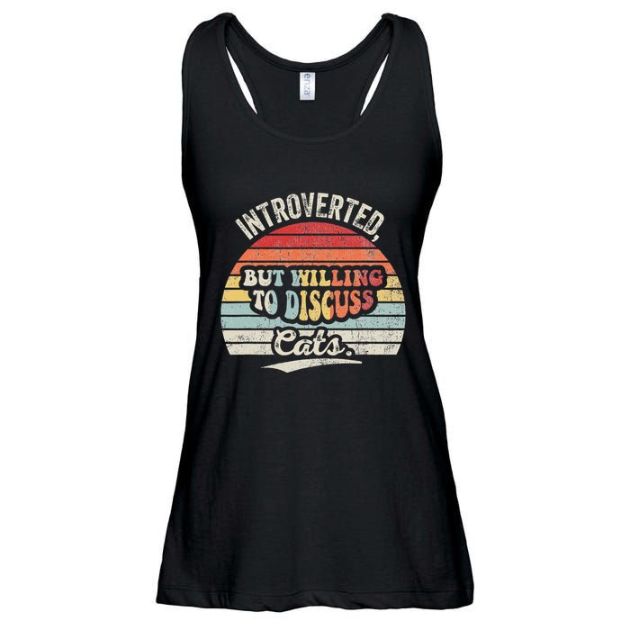 Introverted But Willing To Discuss Cats Ladies Essential Flowy Tank