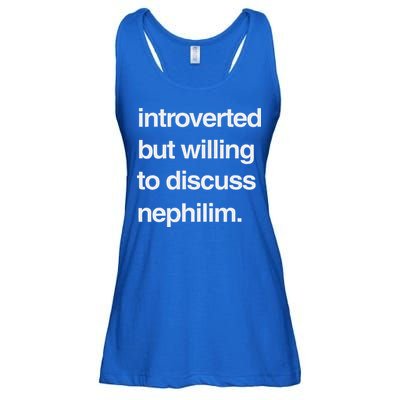 Introverted But Willing To Discuss Nephilim Ladies Essential Flowy Tank