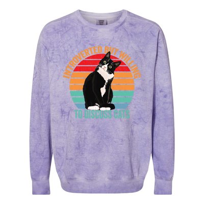 Introverted But Willing To Discuss Cats Introverted Cat Colorblast Crewneck Sweatshirt