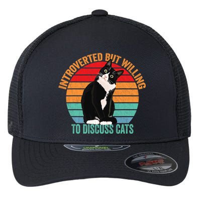 Introverted But Willing To Discuss Cats Introverted Cat Flexfit Unipanel Trucker Cap