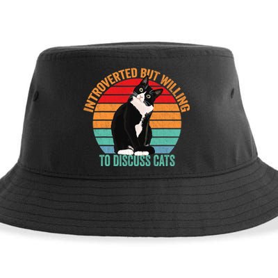 Introverted But Willing To Discuss Cats Introverted Cat Sustainable Bucket Hat