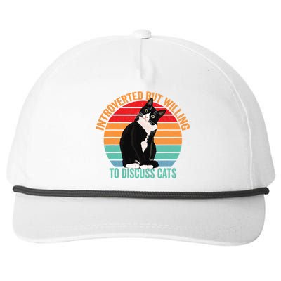 Introverted But Willing To Discuss Cats Introverted Cat Snapback Five-Panel Rope Hat