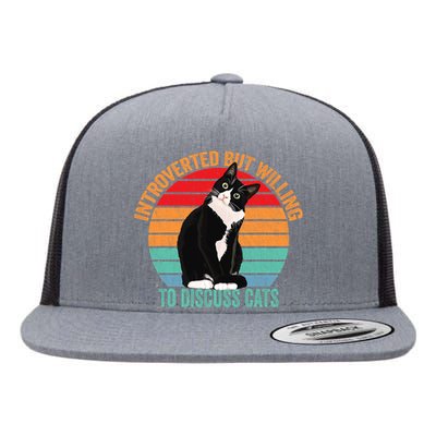 Introverted But Willing To Discuss Cats Introverted Cat Flat Bill Trucker Hat