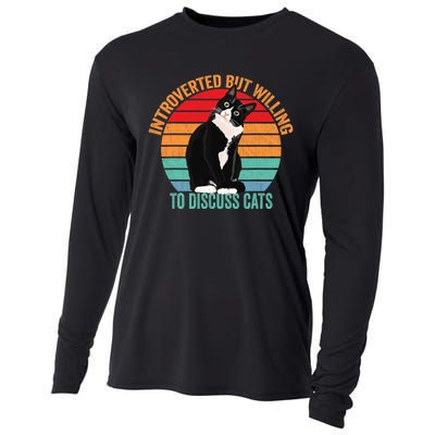 Introverted But Willing To Discuss Cats Introverted Cat Cooling Performance Long Sleeve Crew