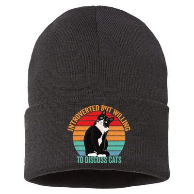 Introverted But Willing To Discuss Cats Introverted Cat Sustainable Knit Beanie