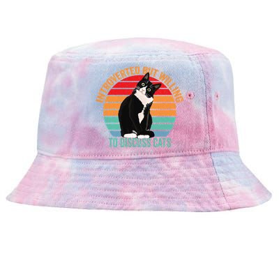 Introverted But Willing To Discuss Cats Introverted Cat Tie-Dyed Bucket Hat