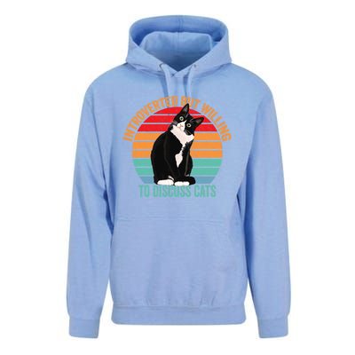 Introverted But Willing To Discuss Cats Introverted Cat Unisex Surf Hoodie