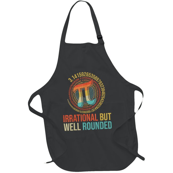 Irrational But Well Rounded Pi Digits Design Pi Day Math Full-Length Apron With Pockets