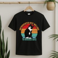 Introverted But Willing To Discuss Cats Lovers Black Cat T-Shirt