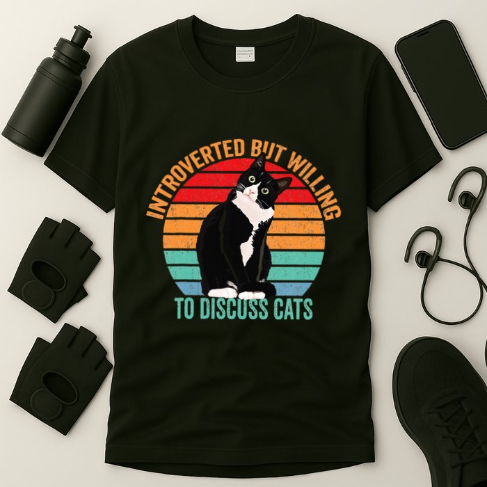Introverted But Willing To Discuss Cats Lovers Black Cat T-Shirt