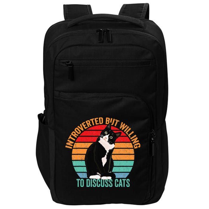 Introverted But Willing To Discuss Cats Lovers Black Cat Impact Tech Backpack