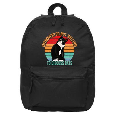 Introverted But Willing To Discuss Cats Lovers Black Cat 16 in Basic Backpack
