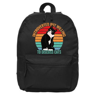 Introverted But Willing To Discuss Cats Lovers Black Cat 16 in Basic Backpack