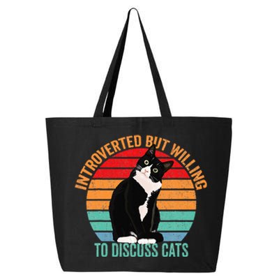 Introverted But Willing To Discuss Cats Lovers Black Cat 25L Jumbo Tote