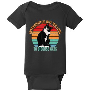 Introverted But Willing To Discuss Cats Lovers Black Cat Baby Bodysuit