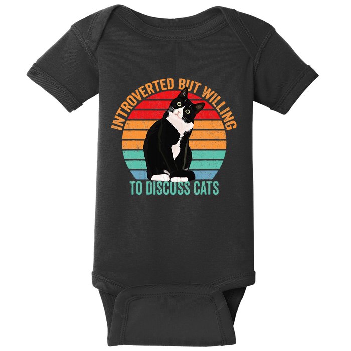 Introverted But Willing To Discuss Cats Lovers Black Cat Baby Bodysuit