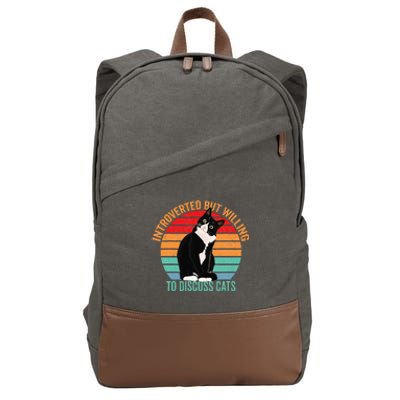 Introverted But Willing To Discuss Cats Lovers Black Cat Cotton Canvas Backpack