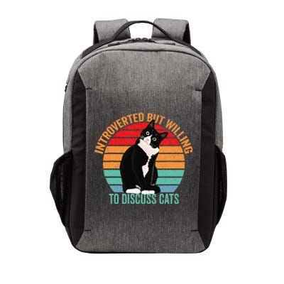 Introverted But Willing To Discuss Cats Lovers Black Cat Vector Backpack