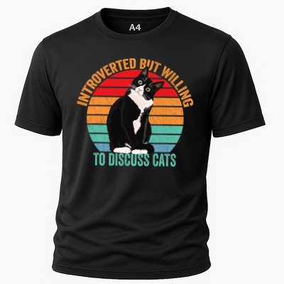 Introverted But Willing To Discuss Cats Introverted Cat Performance Shirt