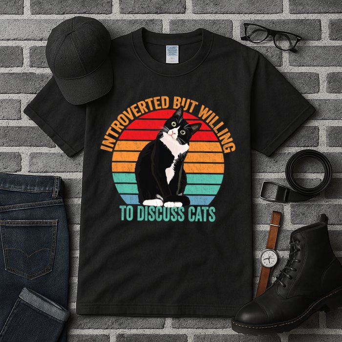 Introverted But Willing To Discuss Cats Introverted Cat Tall T-Shirt