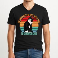 Introverted But Willing To Discuss Cats Introverted Cat V-Neck T-Shirt