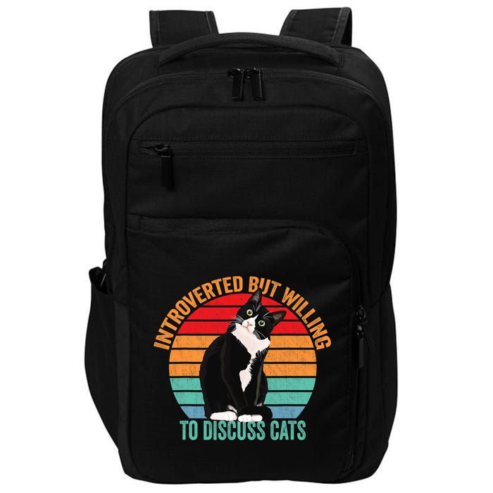 Introverted But Willing To Discuss Cats Introverted Cat Impact Tech Backpack