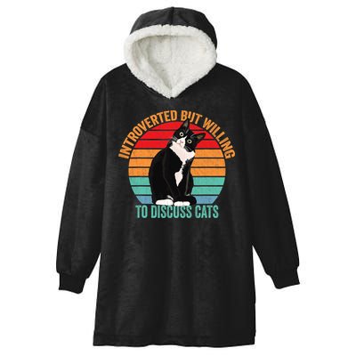 Introverted But Willing To Discuss Cats Introverted Cat Hooded Wearable Blanket