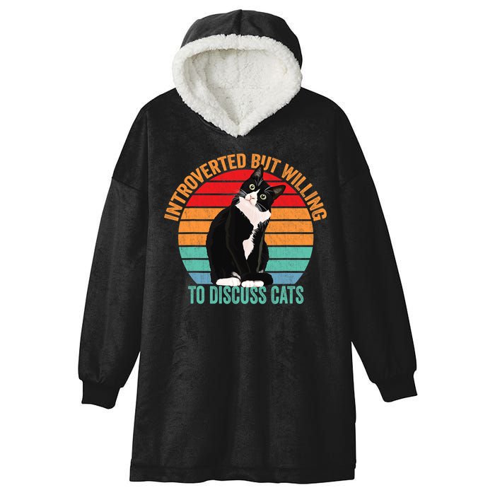 Introverted But Willing To Discuss Cats Introverted Cat Hooded Wearable Blanket