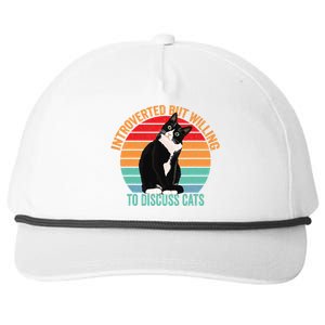 Introverted But Willing To Discuss Cats Introverted Cat Snapback Five-Panel Rope Hat