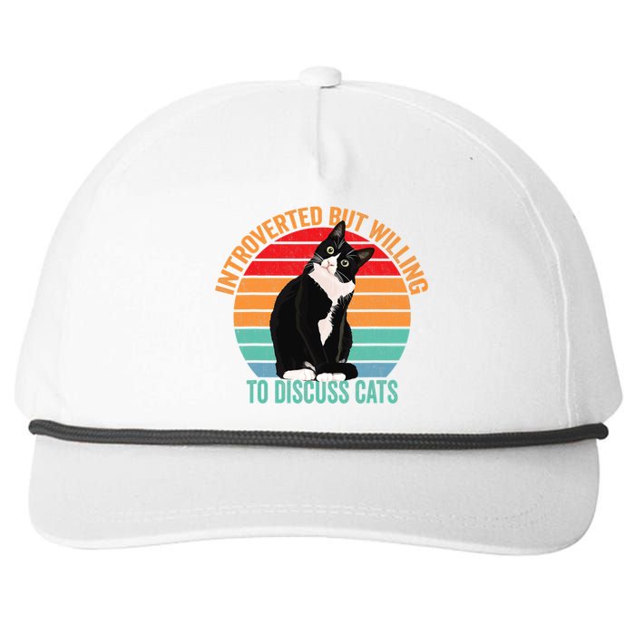 Introverted But Willing To Discuss Cats Introverted Cat Snapback Five-Panel Rope Hat