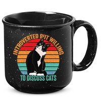 Introverted But Willing To Discuss Cats Introverted Cat 15oz Campfire Ceramic Mug
