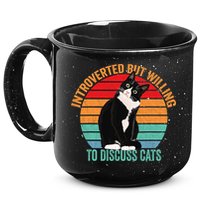 Introverted But Willing To Discuss Cats Introverted Cat 15oz Campfire Ceramic Mug