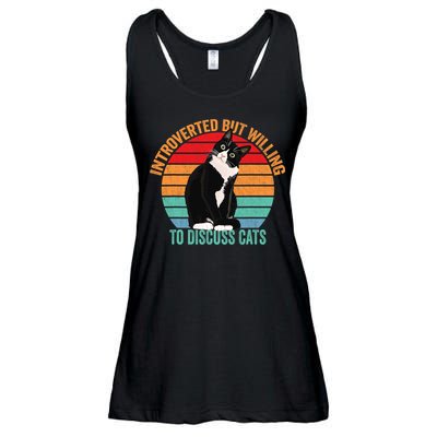Introverted But Willing To Discuss Cats Introverted Cat Ladies Essential Flowy Tank