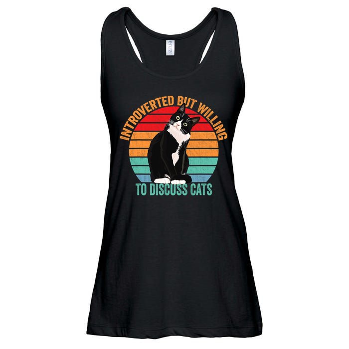 Introverted But Willing To Discuss Cats Introverted Cat Ladies Essential Flowy Tank