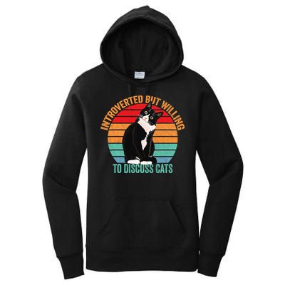 Introverted But Willing To Discuss Cats Introverted Cat Women's Pullover Hoodie
