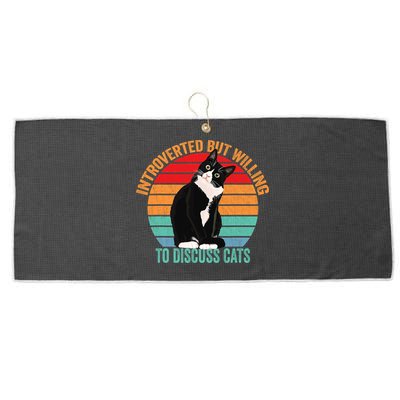 Introverted But Willing To Discuss Cats Introverted Cat Large Microfiber Waffle Golf Towel