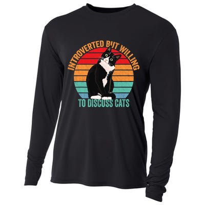 Introverted But Willing To Discuss Cats Introverted Cat Cooling Performance Long Sleeve Crew
