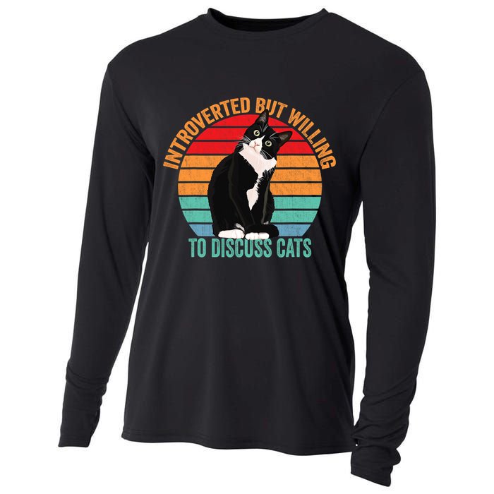 Introverted But Willing To Discuss Cats Introverted Cat Cooling Performance Long Sleeve Crew