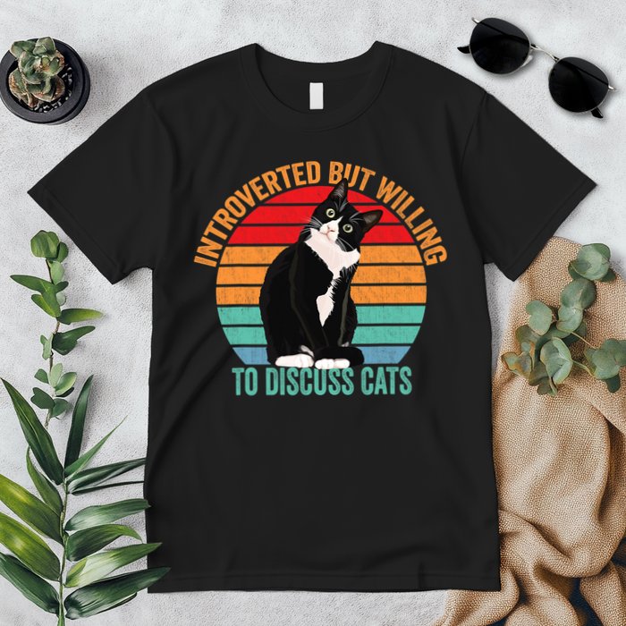 Introverted But Willing To Discuss Cats Introverted Cat Premium T-Shirt