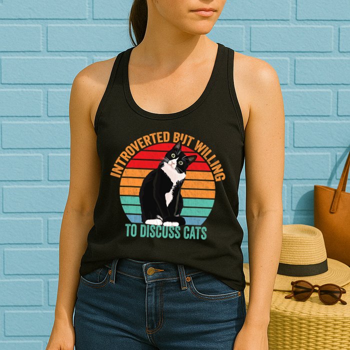 Introverted But Willing To Discuss Cats Introverted Cat Womens Tank Top