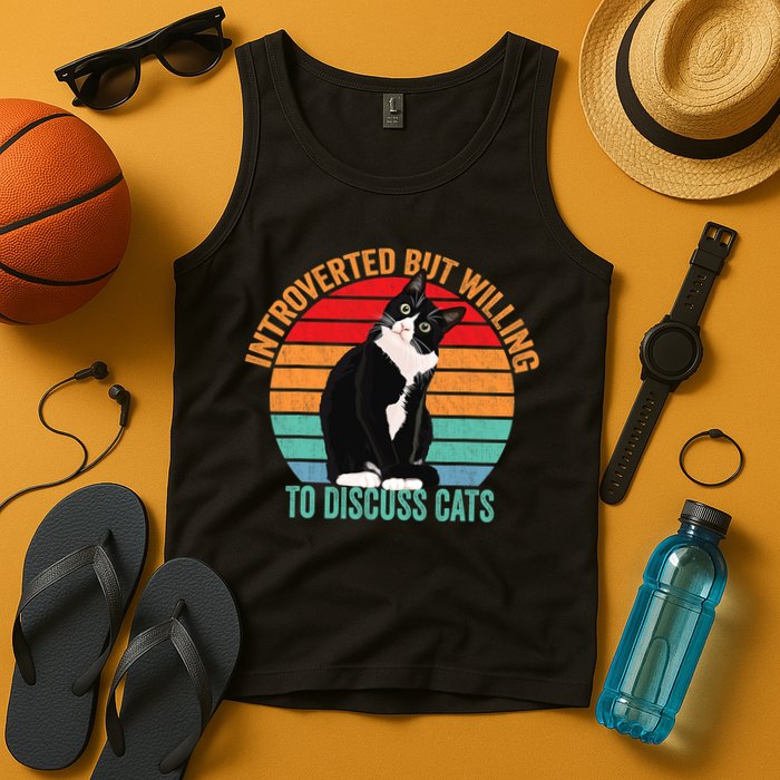 Introverted But Willing To Discuss Cats Introverted Cat Tank Top