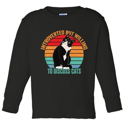 Introverted But Willing To Discuss Cats Introverted Cat Toddler Long Sleeve Shirt