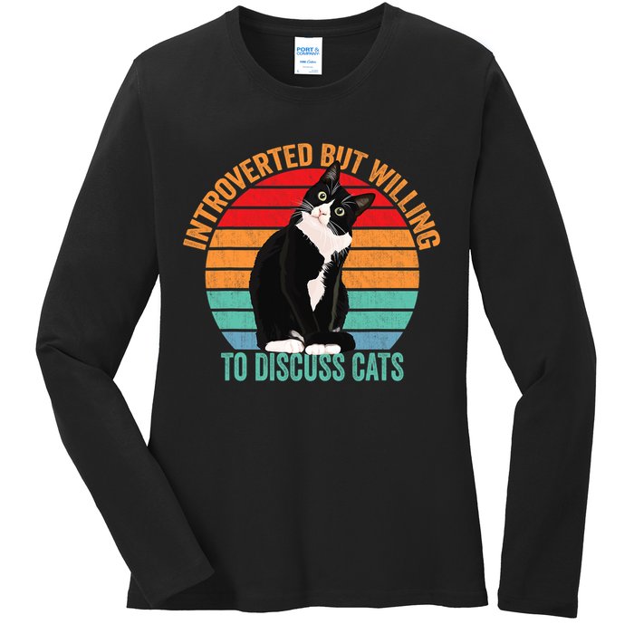 Introverted But Willing To Discuss Cats Introverted Cat Ladies Long Sleeve Shirt