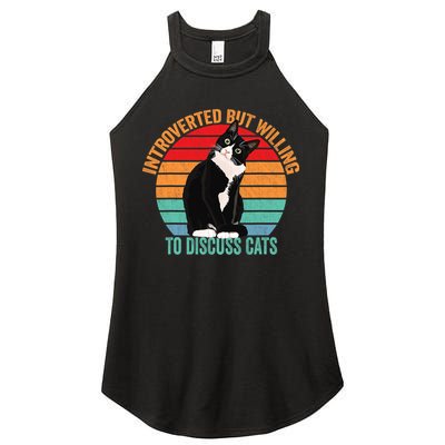 Introverted But Willing To Discuss Cats Introverted Cat Women's Perfect Tri Rocker Tank