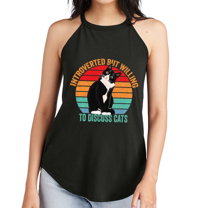 Introverted But Willing To Discuss Cats Introverted Cat Women's Perfect Tri Rocker Tank