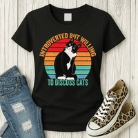 Introverted But Willing To Discuss Cats Introverted Cat Womens T-Shirt